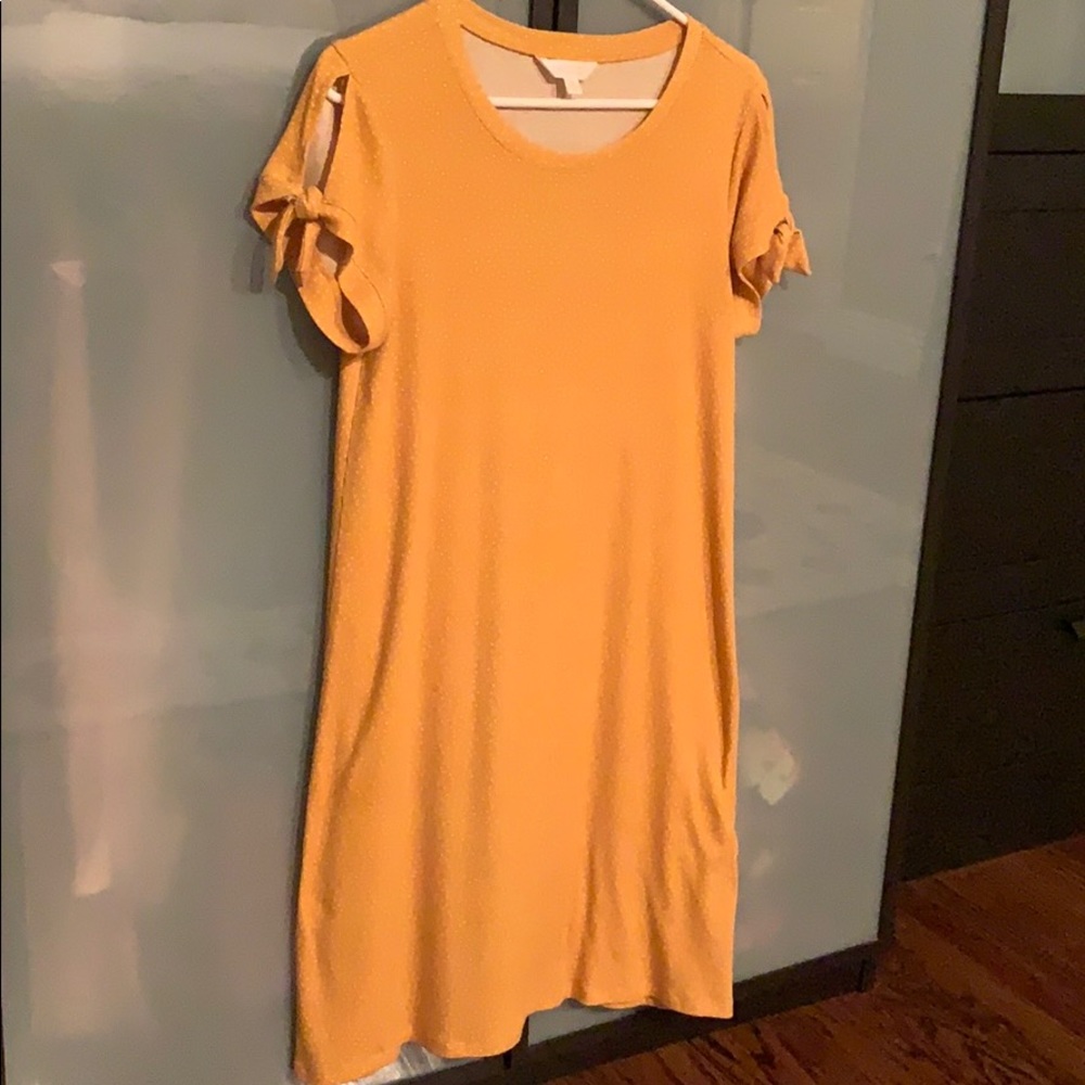 Yellow small polka dot dress